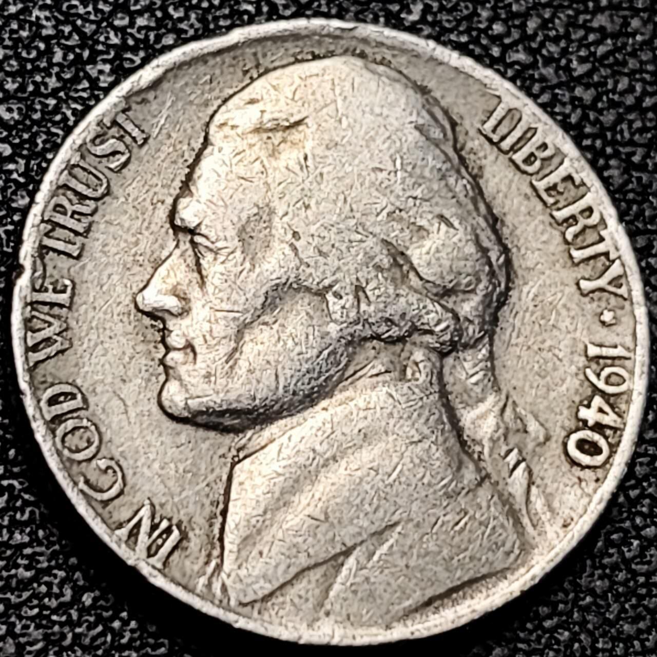 泉币菌-第193场- 新年第一场 新年快乐 本场拍品多 请提前出价 美国1940年5美分纪念币 杰斐逊 及 故居蒙蒂塞洛庄园 21mm