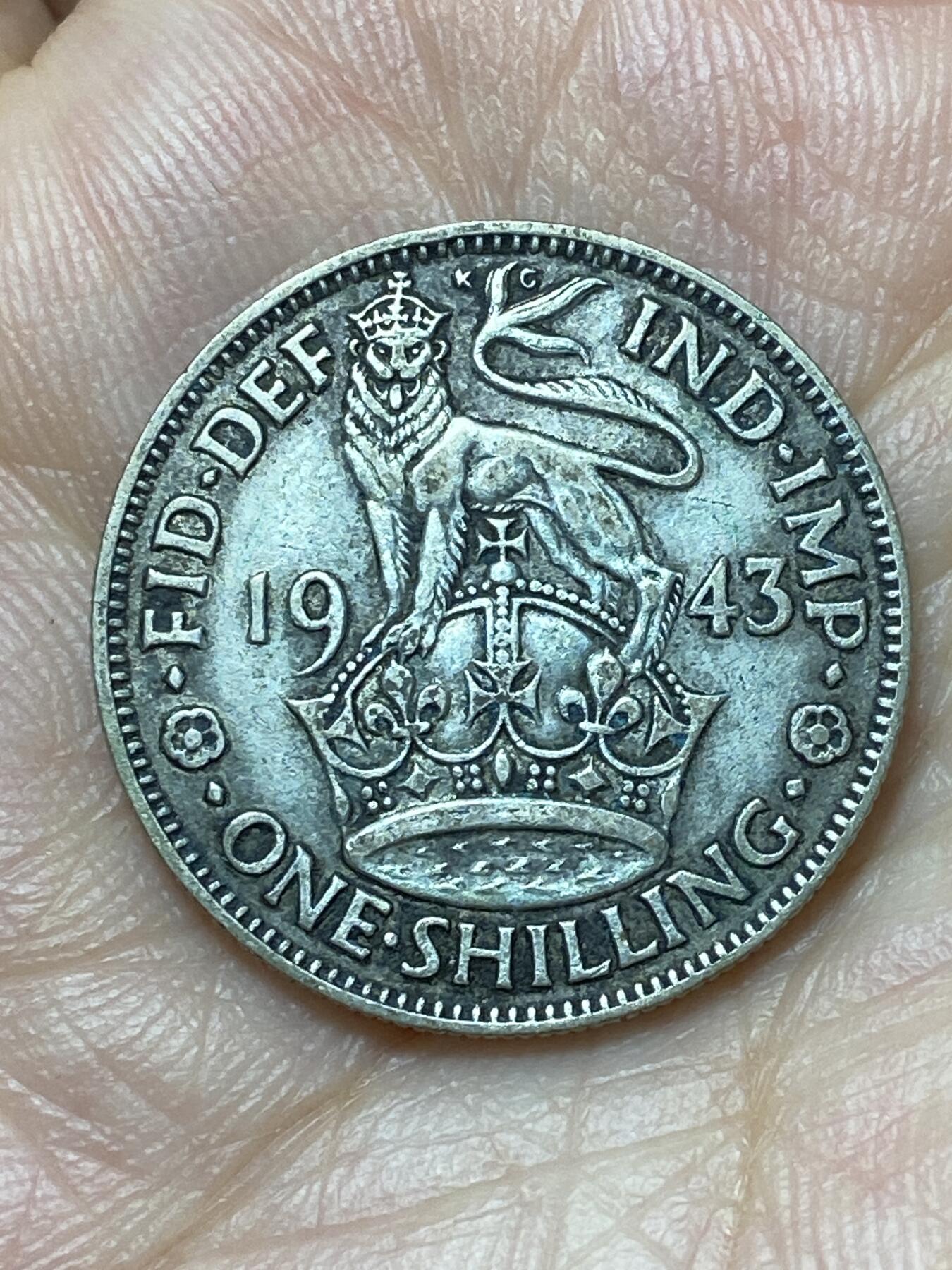 2026年第二十九场(总第一百九十八场）英国一线回流散币新年初九特拍场第一场(免佣金) 英国🇬🇧1943年1先令银币(乔治六世第一版，英格兰站狮版，500银)