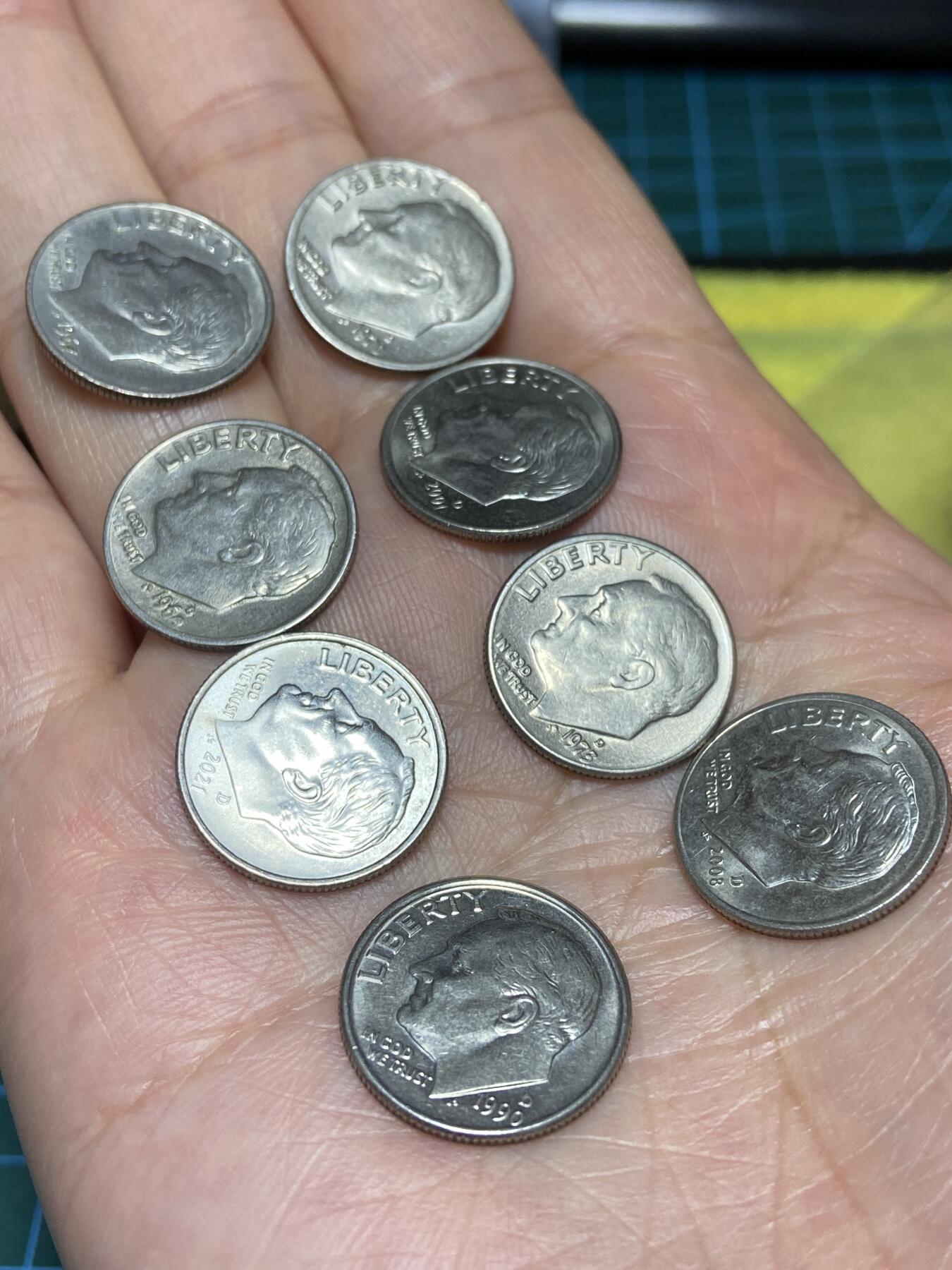 2026年第二十八场(总第一百九十七场）新春初七特拍场(佣金3%最低1元) 好品–美国🇺🇸罗斯福1角8枚：1962年67年70年73年90年2001年2008年2021年(无标版和D标丹佛造)