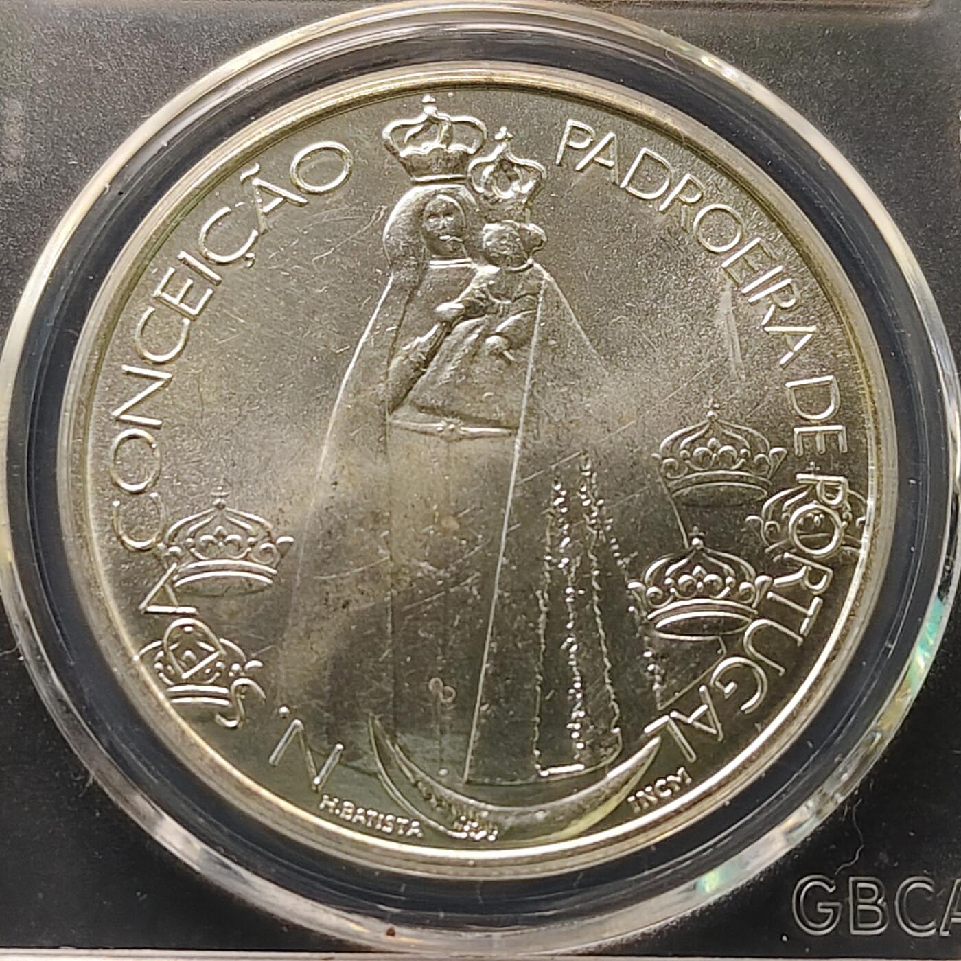 【全场包邮】纯粹捡漏拍505场 葡萄牙1996年1000埃斯库多圣母抱子克朗型原光纪念银币【40毫米28克50%】-公博MS66