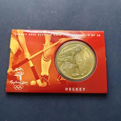 【全场包邮】纯粹捡漏拍504场-更新中 - 澳大利亚2000年5元悉尼奥运会曲棍球官方卡装纪念币