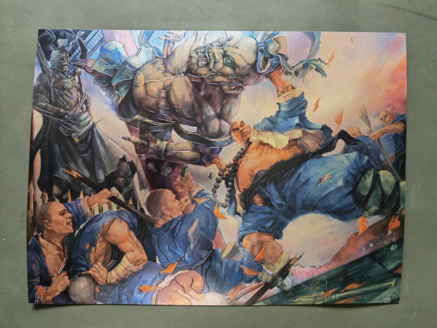 阳大大卡牌拍卖第101期（持续收拍品，周六晚上九点截拍，进群福利早知道） 【A4大卡】承匠 张墨一 A4大卡 镭射 场景卡四张 水浒画集上册特典 绝版已久