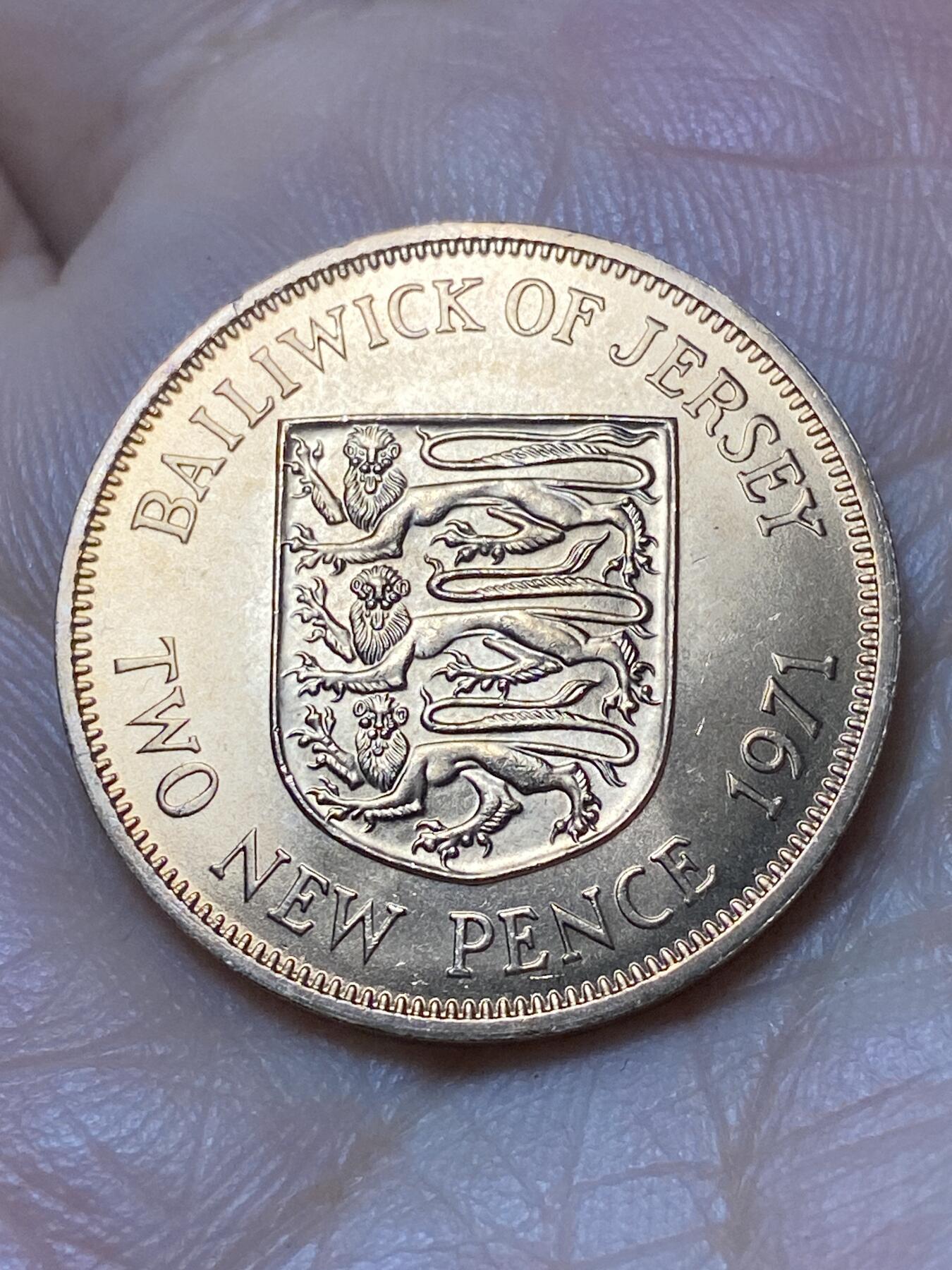 2026年第二十九场(总第一百九十八场）英国一线回流散币新年初九特拍场第一场(免佣金) 原光好品–英属泽西岛🇯🇪1971年2新便士(伊丽莎白二世中年花冠，十进制第一套首发年)