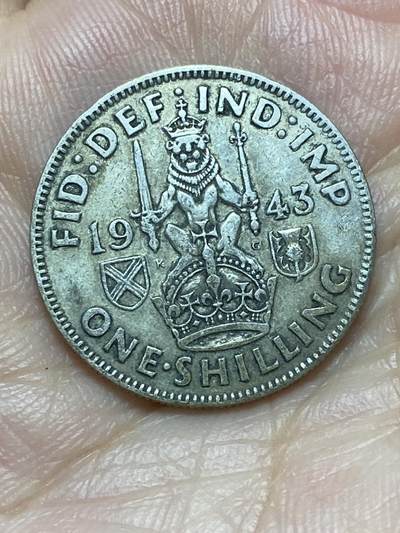 2026年第二十九场(总第一百九十八场）英国一线回流散币新年初九特拍场第一场(免佣金) - 英国🇬🇧1943年1先令银币(乔治六世第一版，苏格兰坐狮版，500银)