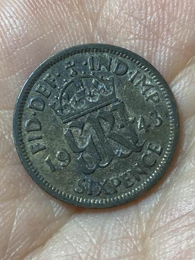 2026年第二十九场(总第一百九十八场）英国一线回流散币新年初九特拍场第一场(免佣金) - 英国🇬🇧1943年6便士银币(乔治六世第一版，500银)