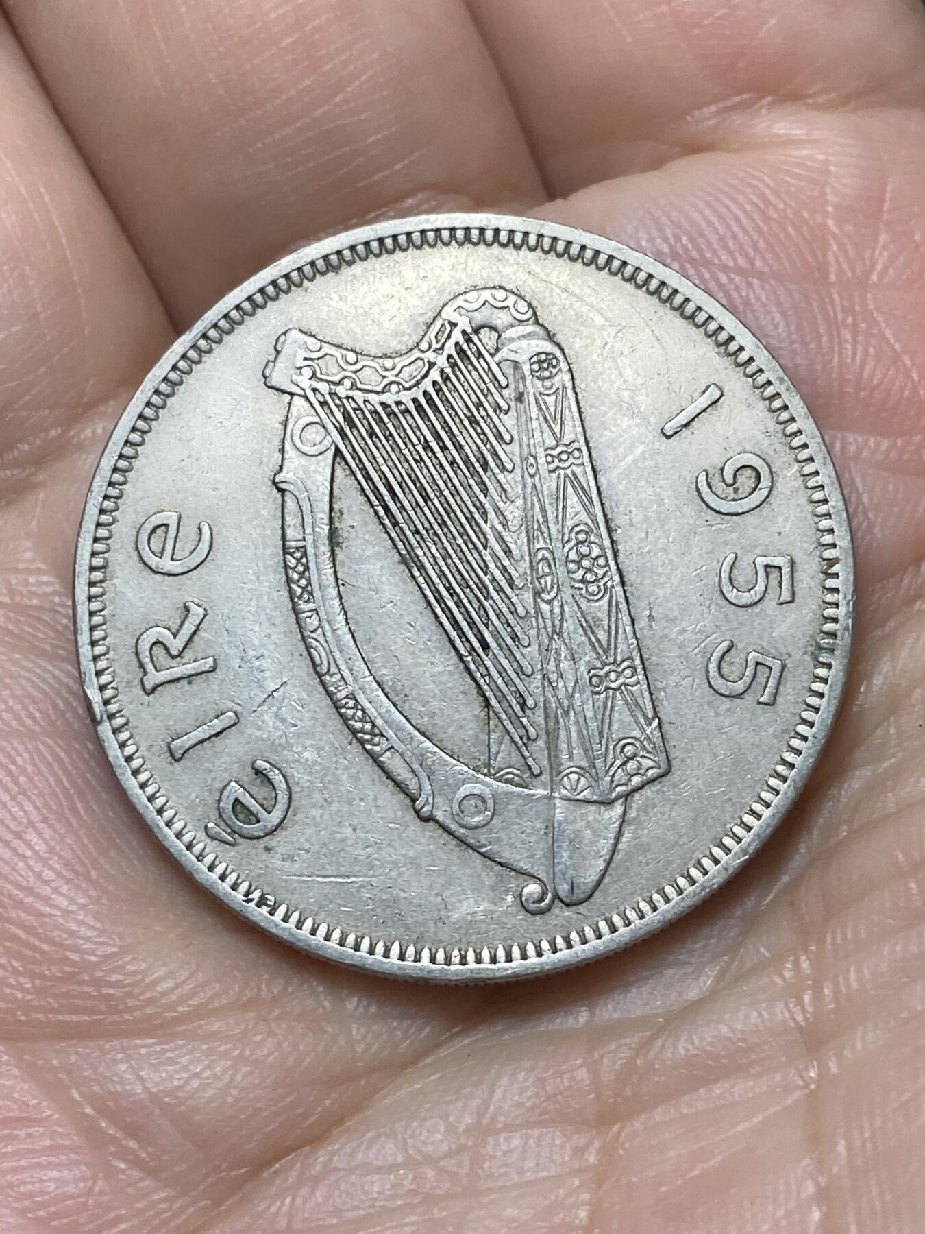 2026年第二十九场(总第一百九十八场）英国一线回流散币新年初九特拍场第一场(免佣金) 爱尔兰🇮🇪1955年1/2克朗(等值2先令6便士，共和国时期第一套第二版)