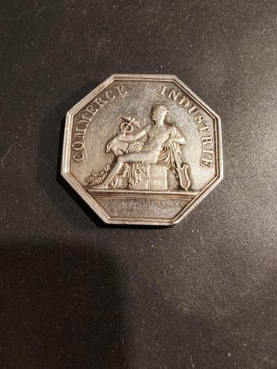 老王徽章第183期 - 法国迪耶普商会银八角章     950银手指标     直径33mm    重量16.8g