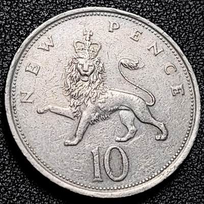 泉币菌-第194场- 新年快乐 新年第二场 本场拍品多 请提前出价 - 英国大镍币 英国1976年 10便士铜镍币 28.5mm 伊丽莎白二世女王 皇冠狮子