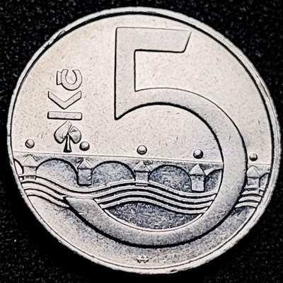 泉币菌-第194场- 新年快乐 新年第二场 本场拍品多 请提前出价 - 双尾狮  桥 捷克5克朗镍包钢硬币 23毫米 4.8克 1993年