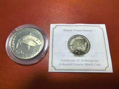 长老汇马年精选第一场拍卖 -  2016英属维尔京群岛鲨鱼5元钛合金币，盒证全，5000枚