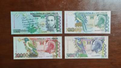【礼羽收藏】🌏世界钱币拍卖125期 - （一组4张）【UNC】非洲 圣多美和普林西比 5000.10000.20000.100000