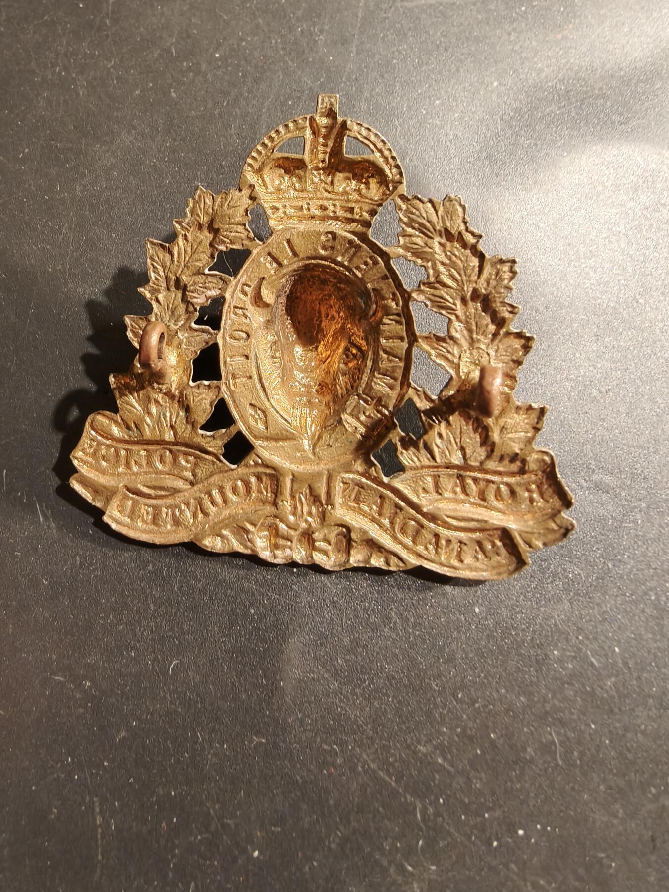 老王徽章第183期 英联邦加拿大皇家骑警警用帽徽     大尺寸     一战时期