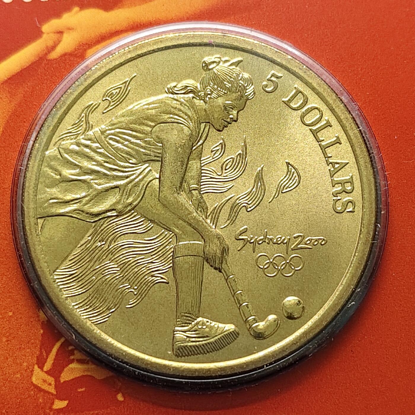 【全场包邮】纯粹捡漏拍504场-更新中 澳大利亚2000年5元悉尼奥运会曲棍球官方卡装纪念币