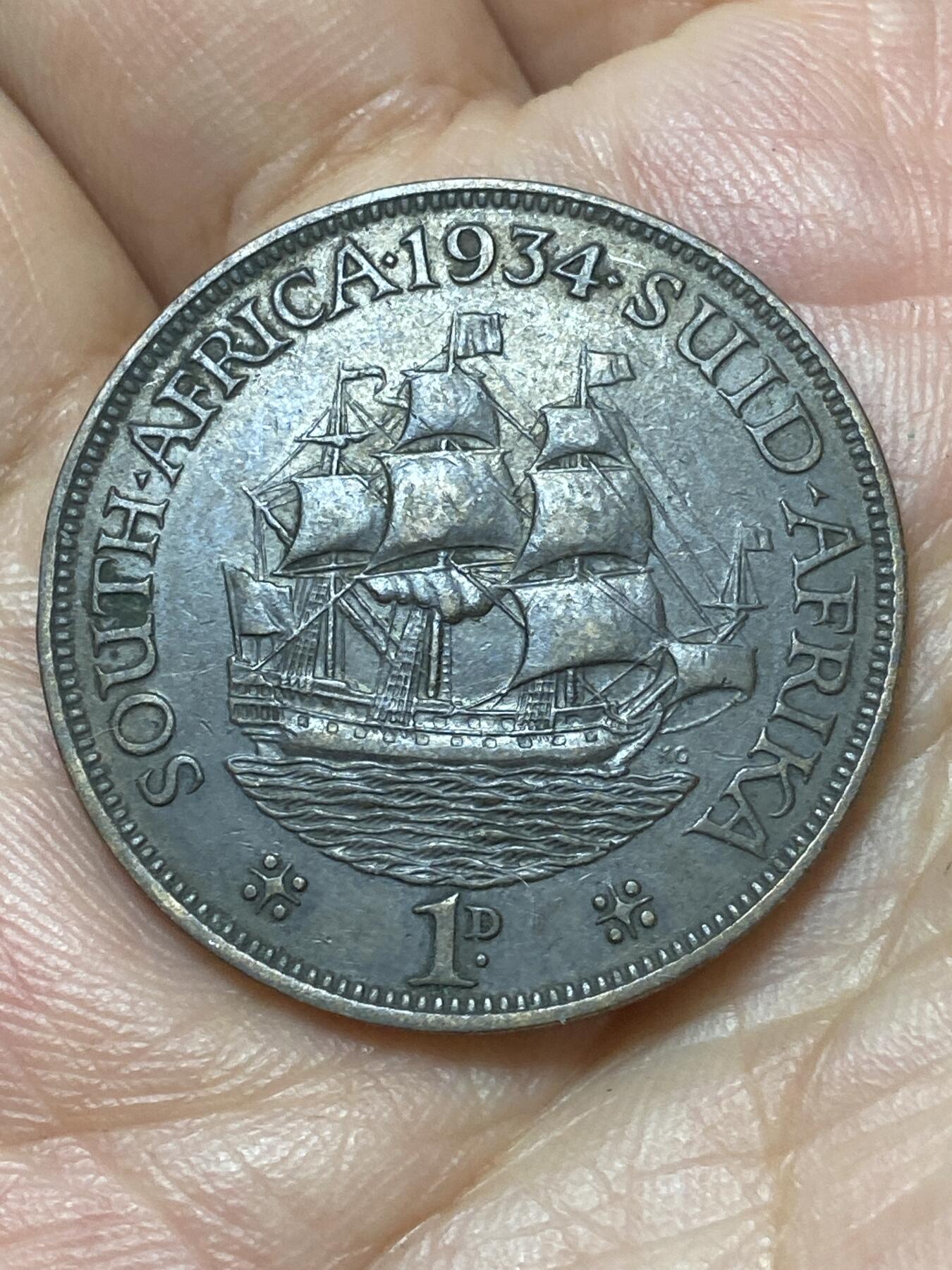 2026年第二十九场(总第一百九十八场）英国一线回流散币新年初九特拍场第一场(免佣金) 英属南非1934年1便士(乔治五世第三版)