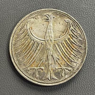 回流0218 新春快乐，马年大吉！ - 联邦德国（西德）1958年G厂5马克联邦之鹰银币 银价11.2*62.5%*20=140