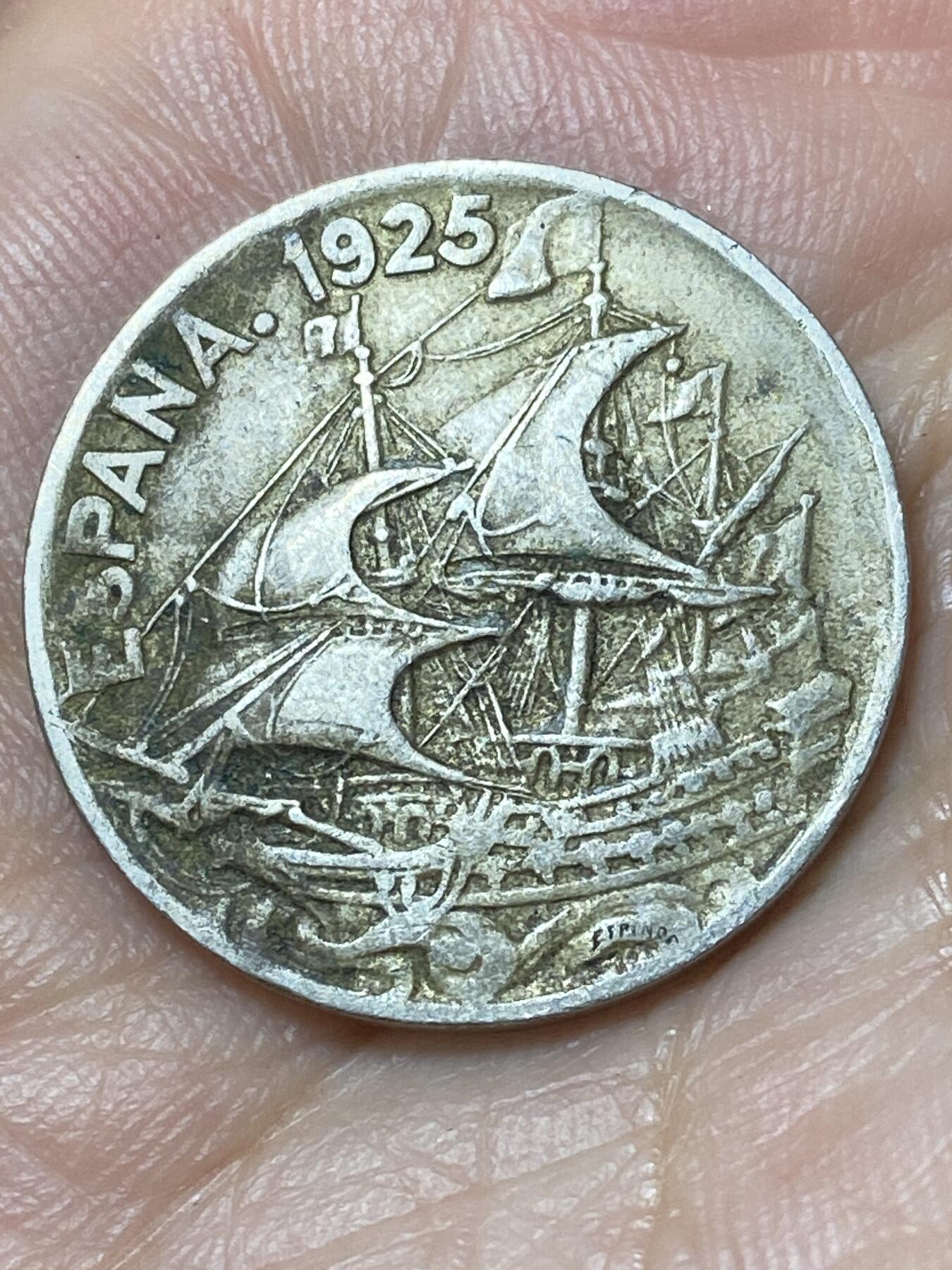 2026年第二十九场(总第一百九十八场）英国一线回流散币新年初九特拍场第一场(免佣金) 少见–西班牙王国1925单年份25分(阿方索十三世时期)