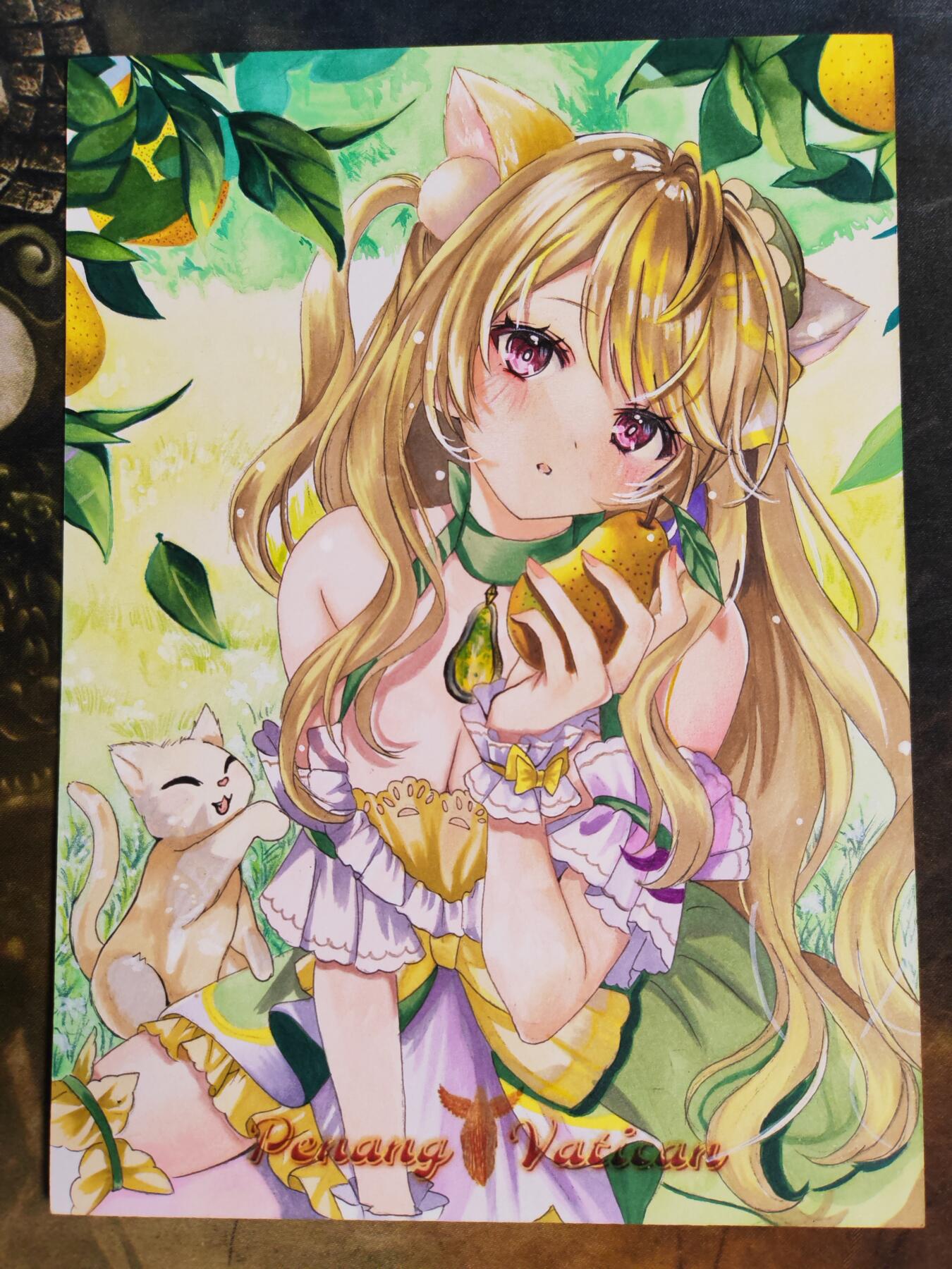 阳大大卡牌拍卖第101期（持续收拍品，周六晚上九点截拍，进群福利早知道） 【A5手绘卡】宠爱 言之 猫咪女孩