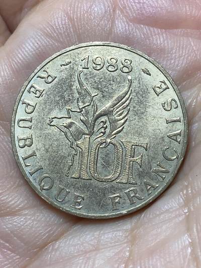 2026年第二十九场(总第一百九十八场）英国一线回流散币新年初九特拍场第一场(免佣金) - 法国🇫🇷1988年10法郎(法国民族英雄，一战时期传奇飞行员，罗兰·加洛斯纪念币)