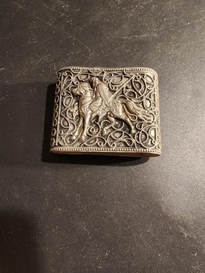 老王徽章第183期 - 法国银烟盒外壳    螃蟹银标    14.4g