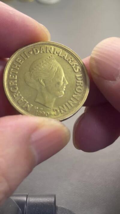 回流0301 丹麦1990年20克朗 玛格丽特二世女王