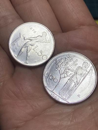 2026年第二十八场(总第一百九十七场）新春初七特拍场(佣金3%最低1元) - 意大利🇮🇹2枚：1976年50里拉，86年100里拉(共和国时期)