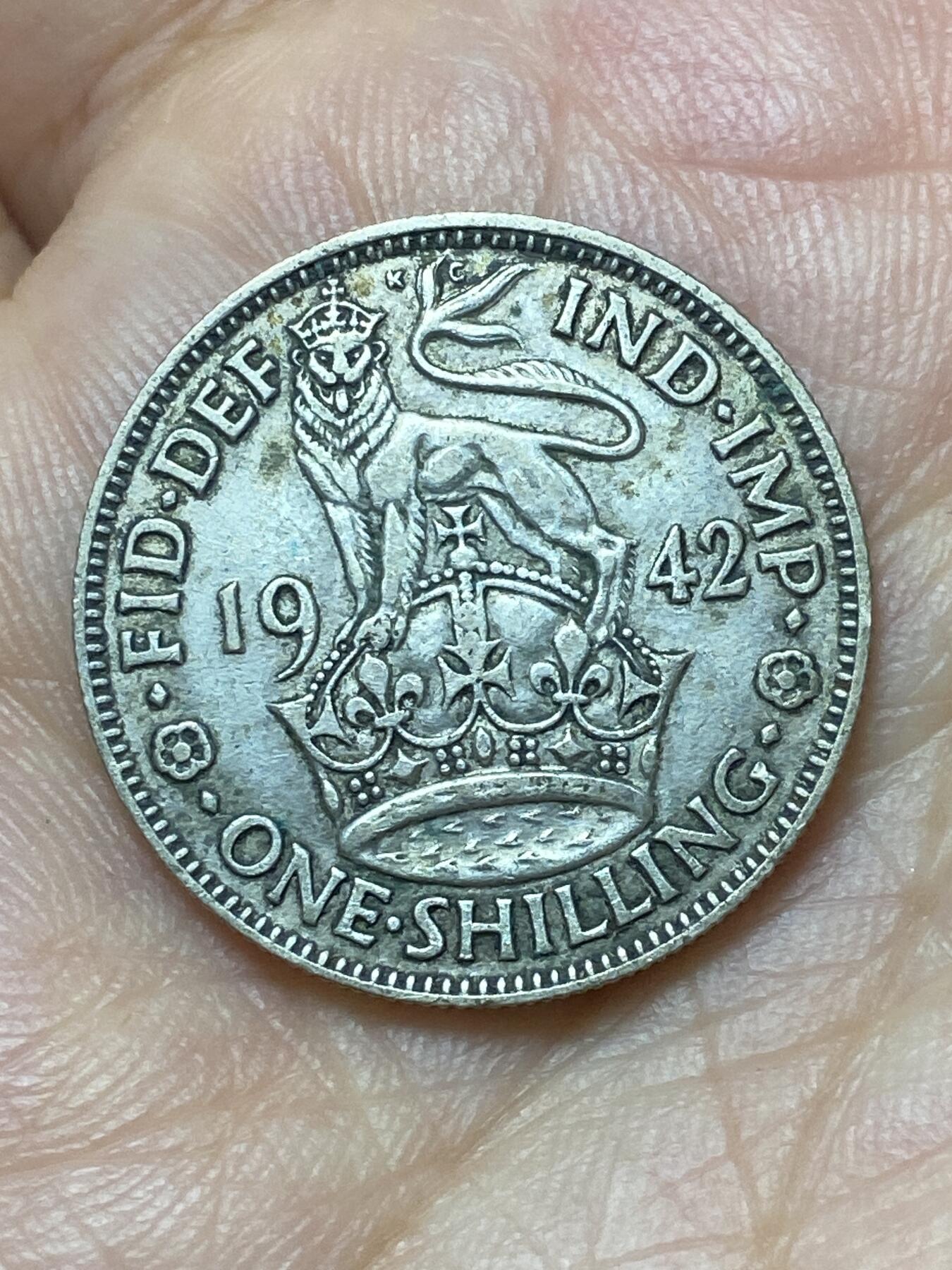 2026年第二十九场(总第一百九十八场）英国一线回流散币新年初九特拍场第一场(免佣金) 英国🇬🇧1942年1先令银币(乔治六世第一版，英格兰站狮版，500银)