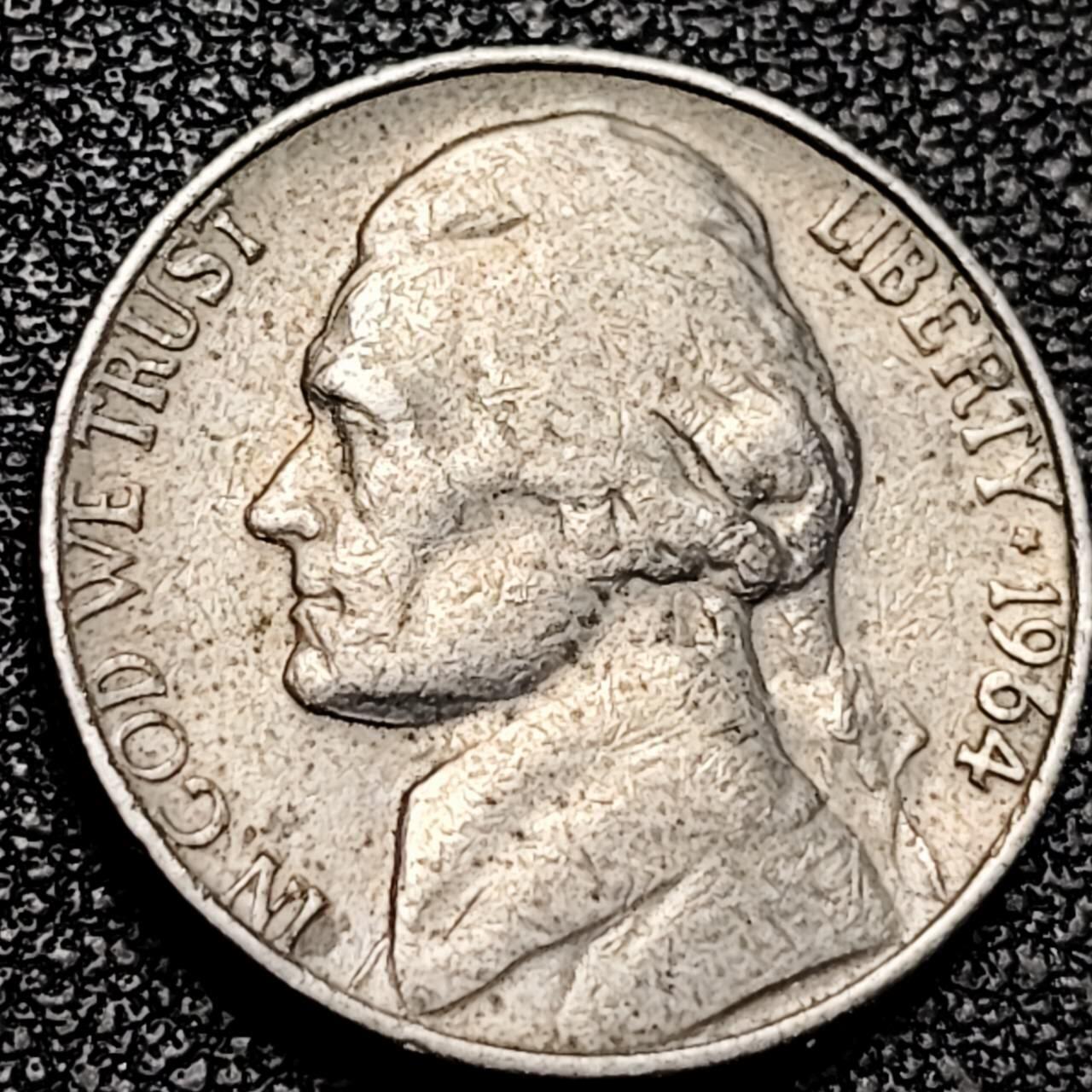 泉币菌-第193场- 新年第一场 新年快乐 本场拍品多 请提前出价 美国1964年5美分纪念币 杰斐逊 及 故居蒙蒂塞洛庄园 21mm 