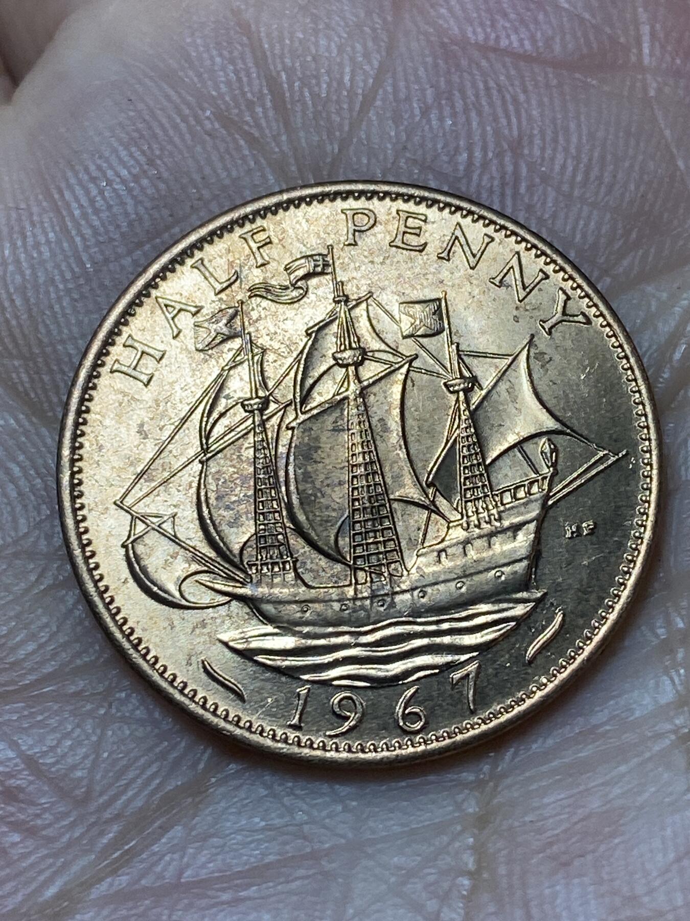 2026年第二十九场(总第一百九十八场）英国一线回流散币新年初九特拍场第一场(免佣金) 原光好品–英国🇬🇧1967年半便士(伊丽莎白二世青年桂冠第二版，普制币关门年)