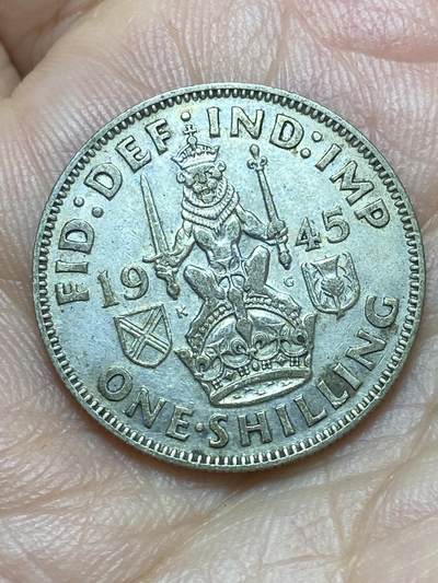 2026年第二十九场(总第一百九十八场）英国一线回流散币新年初九特拍场第一场(免佣金) - 英国🇬🇧1945年1先令银币(乔治六世第一版，苏格兰坐狮版，500银)