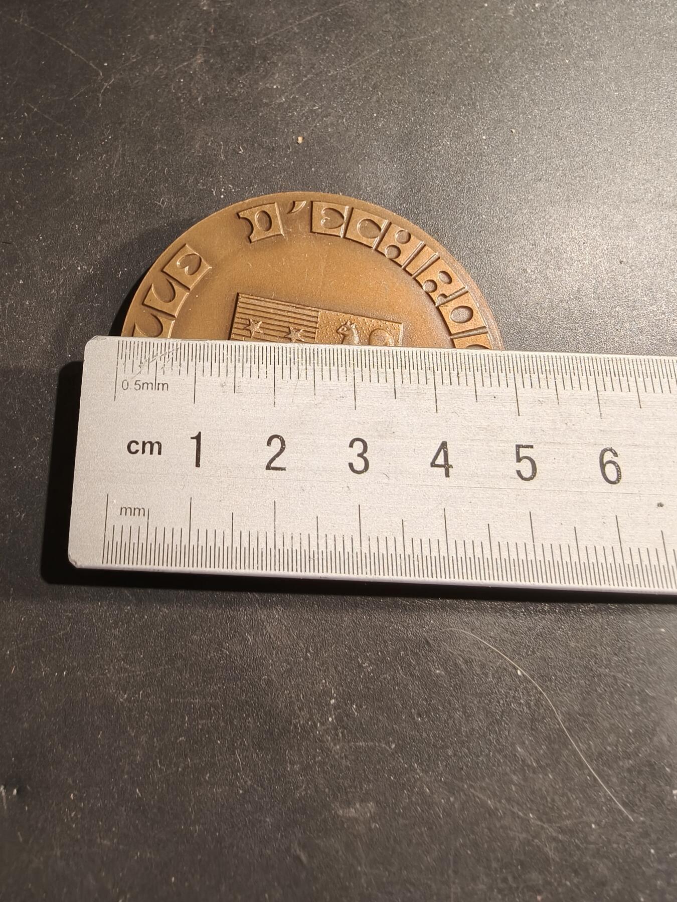 老王徽章第183期 法国艾希罗勒市大铜章     直径50mm     重量73.1g