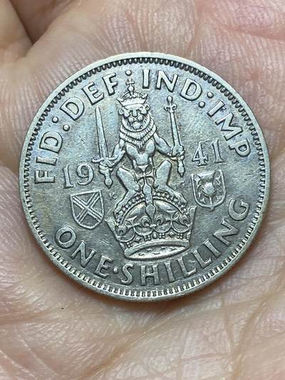 2026年第二十九场(总第一百九十八场）英国一线回流散币新年初九特拍场第一场(免佣金) - 英国🇬🇧1941年1先令银币(乔治六世第一版，苏格兰坐狮版，500银)