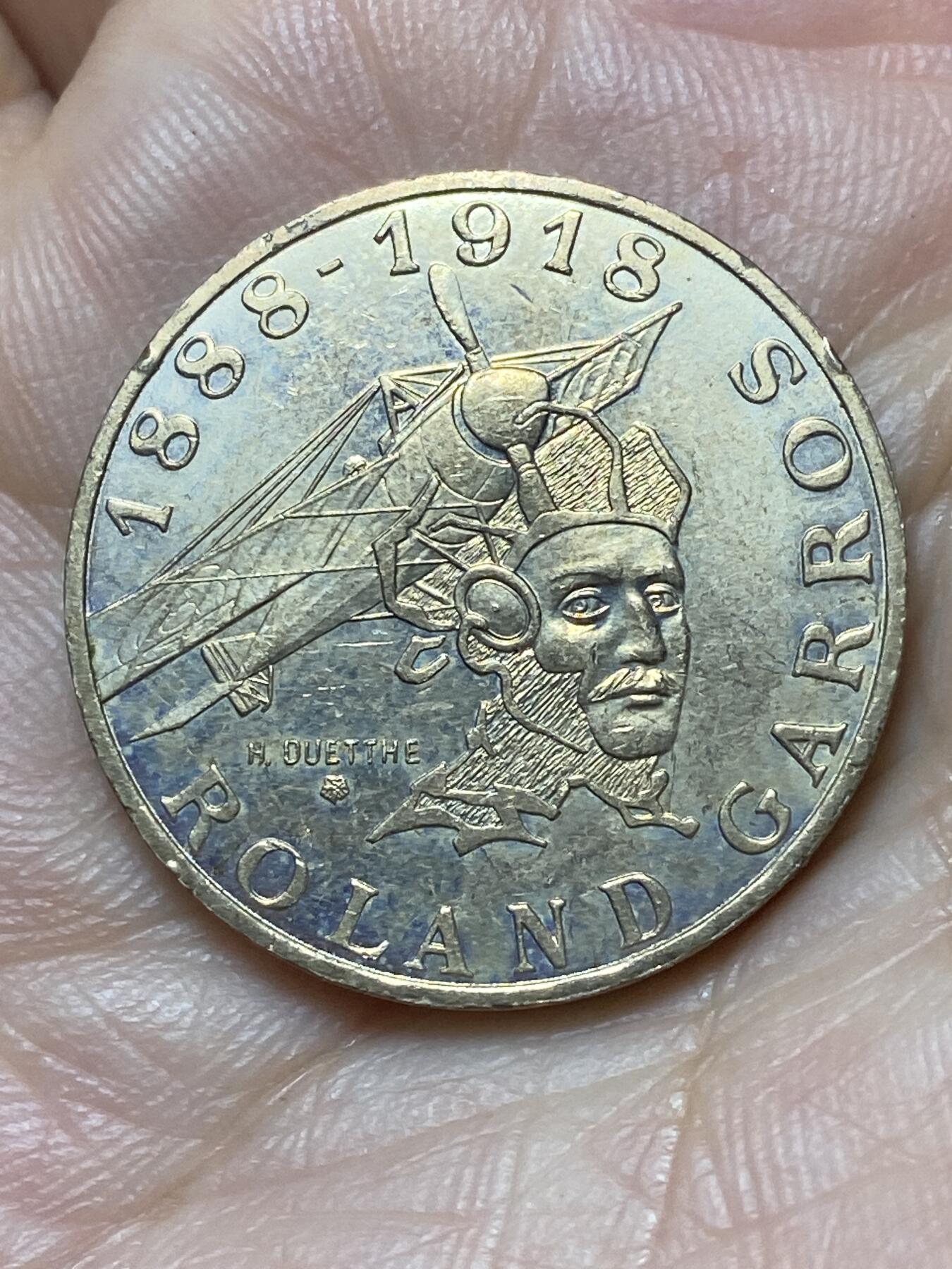 2026年第二十九场(总第一百九十八场）英国一线回流散币新年初九特拍场第一场(免佣金) 法国🇫🇷1988年10法郎(法国民族英雄，一战时期传奇飞行员，罗兰·加洛斯纪念币)