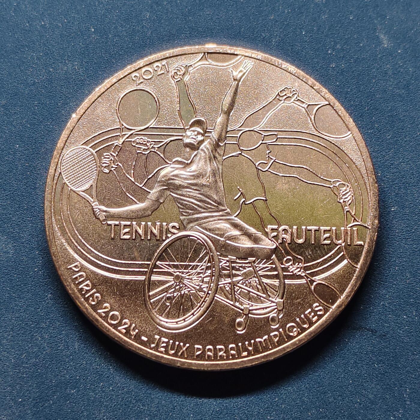 【全场包邮】纯粹捡漏拍504场-更新中 法国2021年1/4欧元巴黎残疾人奥运会轮椅网球纪念币