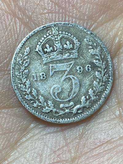 2026年第二十九场(总第一百九十八场）英国一线回流散币新年初九特拍场第一场(免佣金) - 英国🇬🇧1896年3便士银币(维多利亚女王老年披纱，925高银)