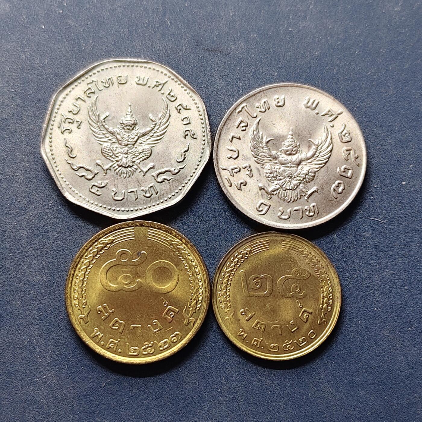 【全场包邮】纯粹捡漏拍504场-更新中 泰国1974-1980年拉玛九世4枚套币 BU品相