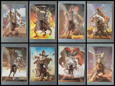 阳大大卡牌拍卖第101期（持续收拍品，周六晚上九点截拍，进群福利早知道） - 【A4粗闪大卡】承匠 张墨一 A4大卡 彩闪 梁山八骠骑8张 水浒画集下册特典 错过难寻