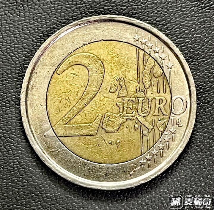 意大利2002年2欧元双金属双色靓品硬币