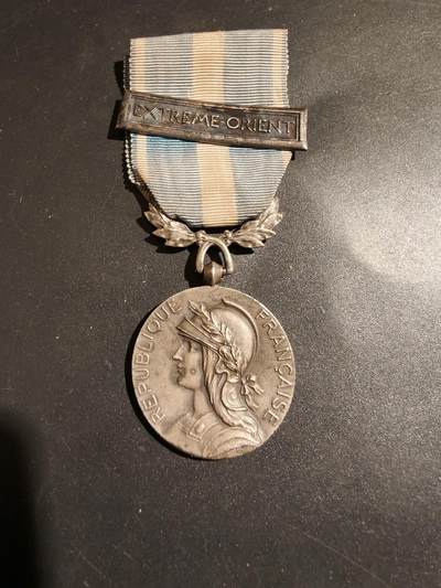 老王徽章第183期 - 法国殖民奖章    950银    远东勋条    21.1g