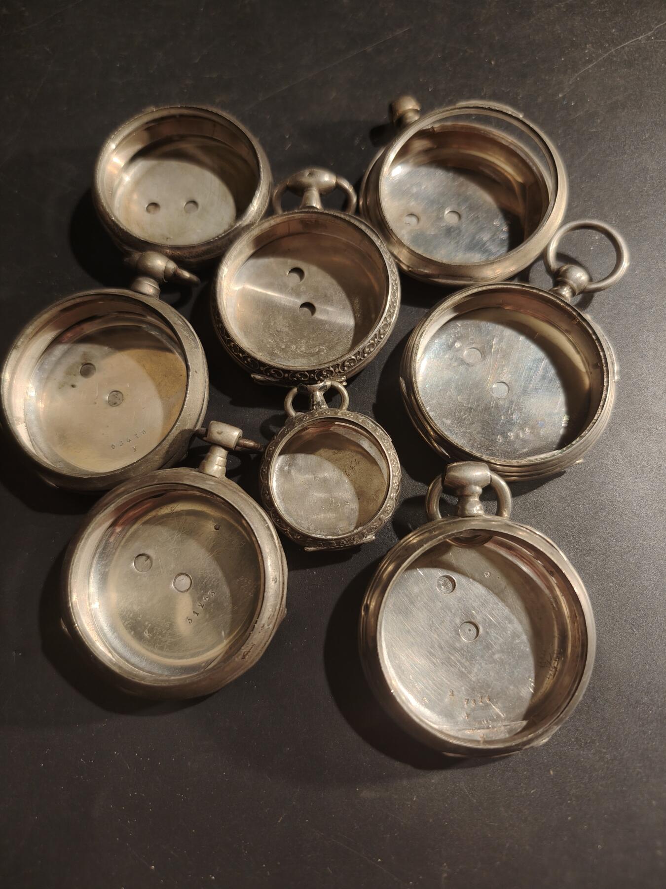 老王徽章第183期 法国怀表壳一组    螃蟹银标    193.7g