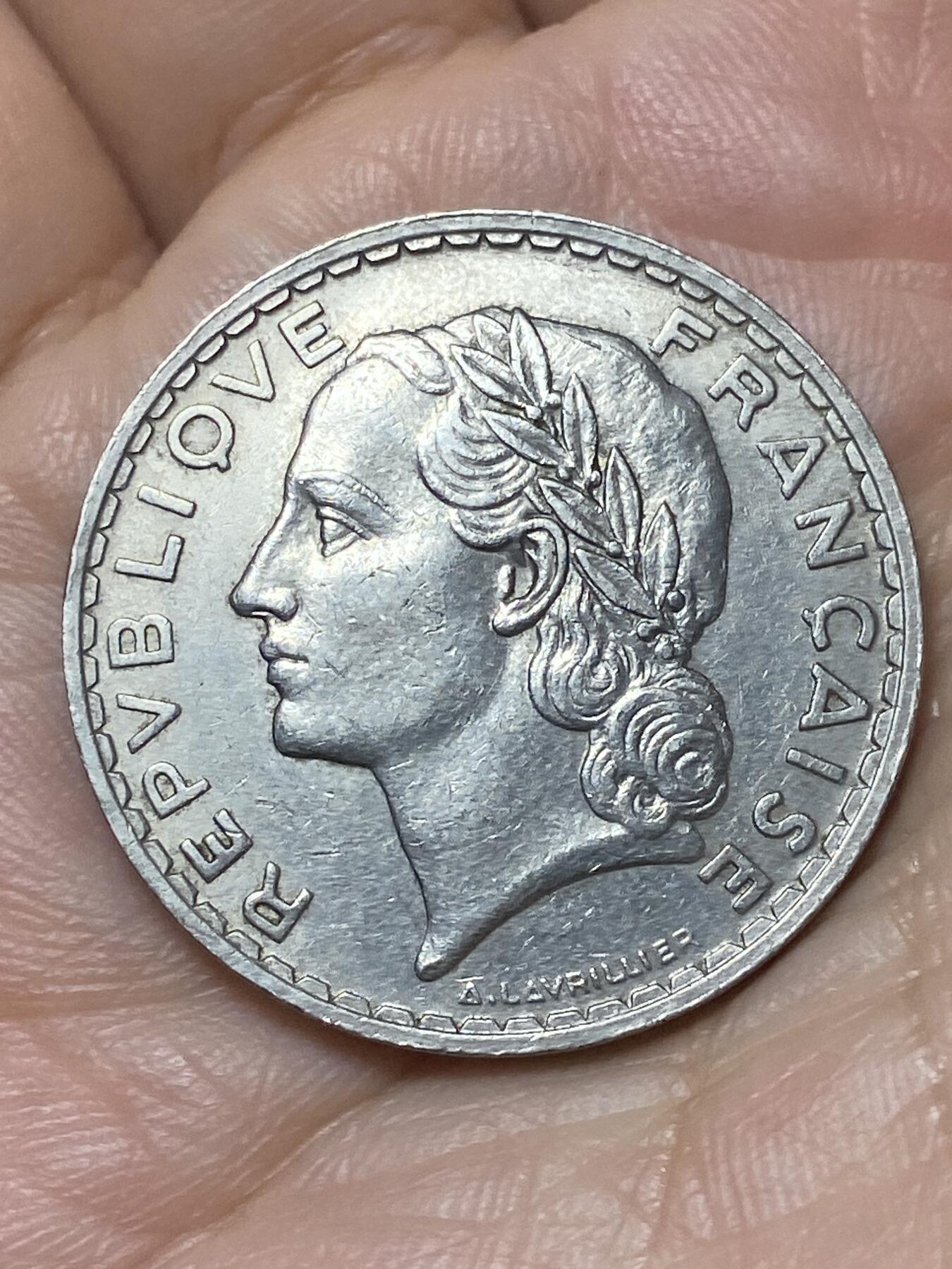 2026年第二十九场(总第一百九十八场）英国一线回流散币新年初九特拍场第一场(免佣金) 法兰西第三共和国1933年5法郎(纯镍材质版，首发年)