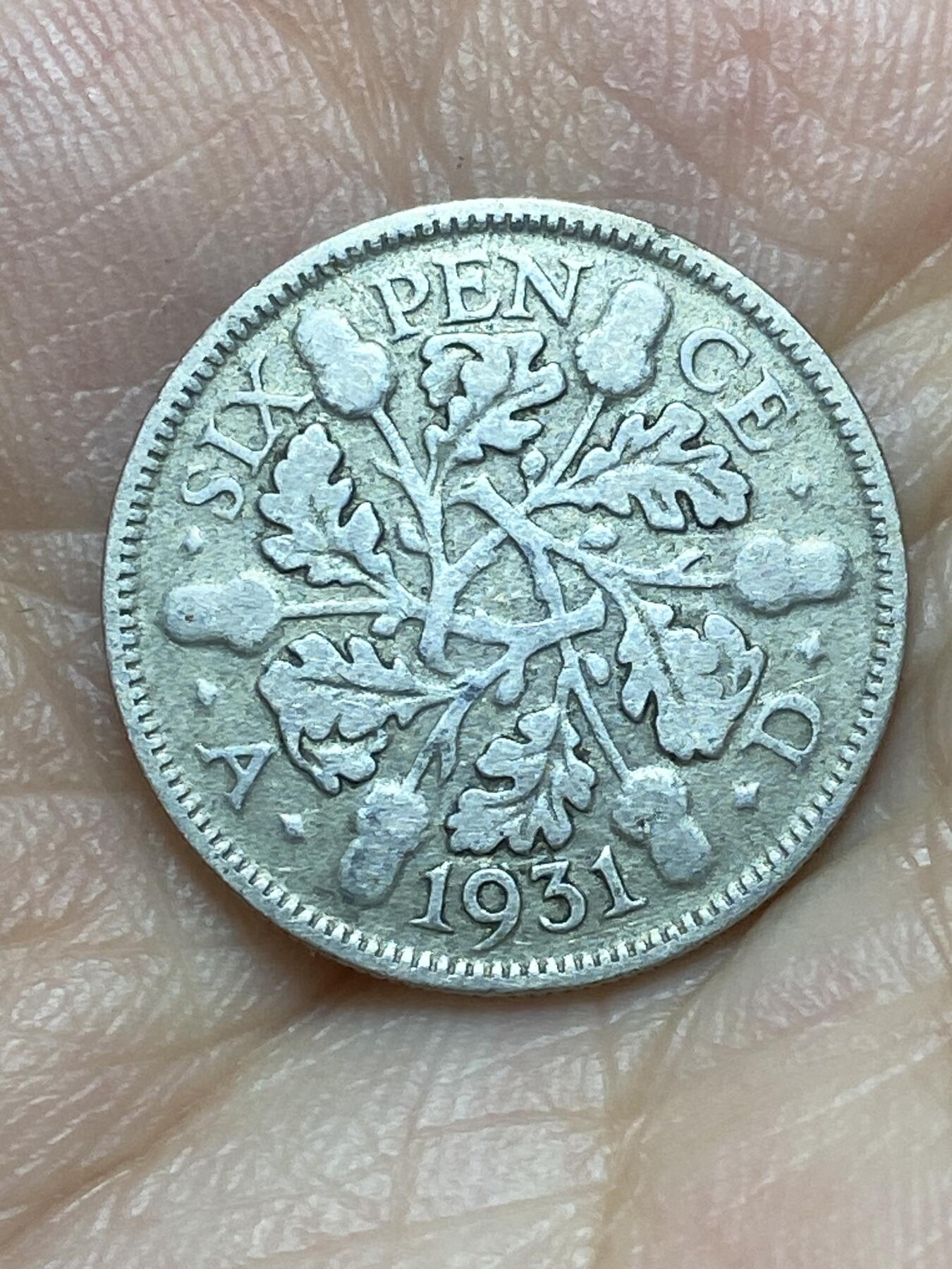 2026年第二十九场(总第一百九十八场）英国一线回流散币新年初九特拍场第一场(免佣金) 英国🇬🇧1931年6便士银币(乔治五世第五版，500银)