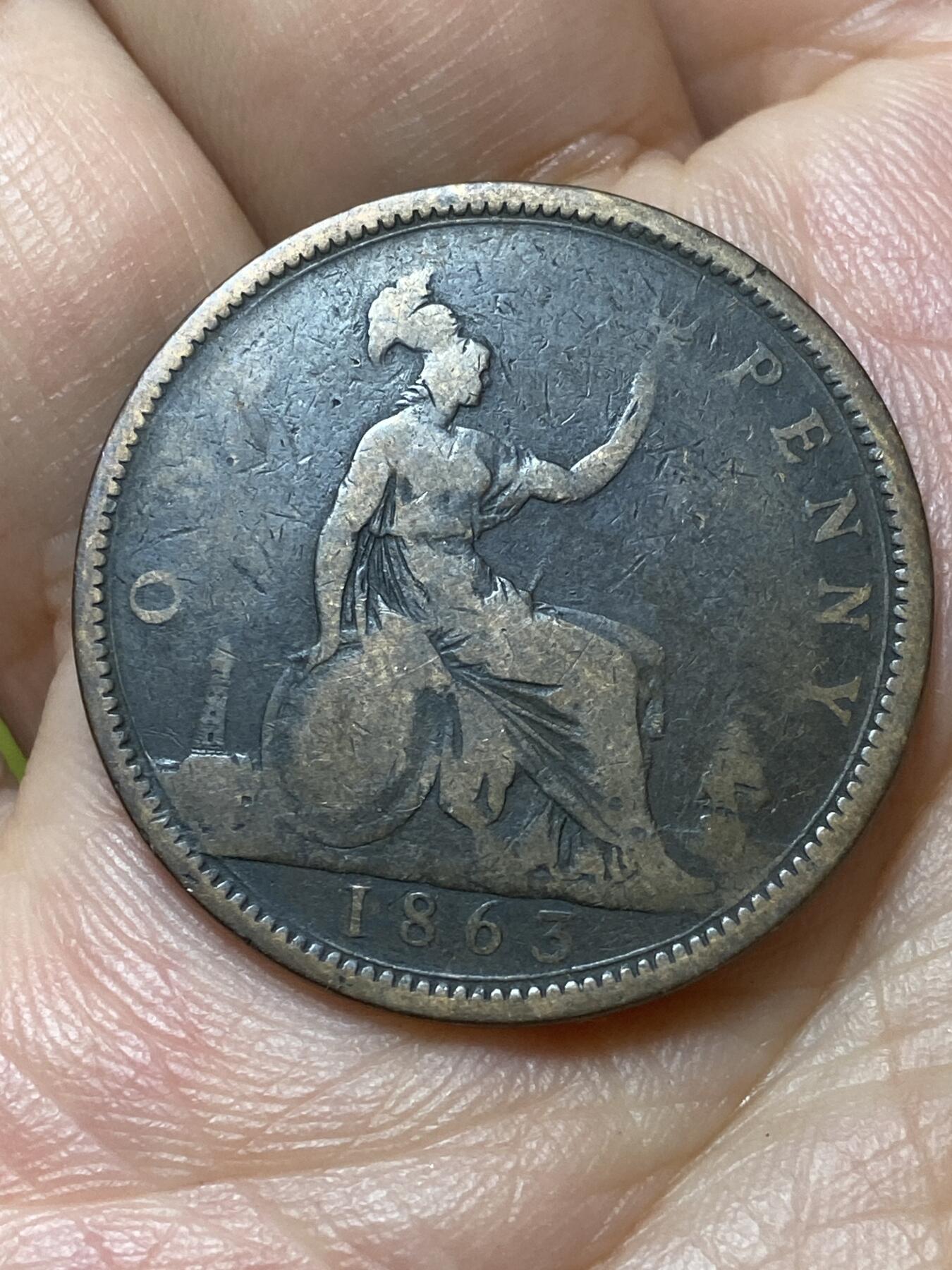 2026年第二十九场(总第一百九十八场）英国一线回流散币新年初九特拍场第一场(免佣金) 英国🇬🇧1863年1便士(维多利亚女王中年桂冠第二版)