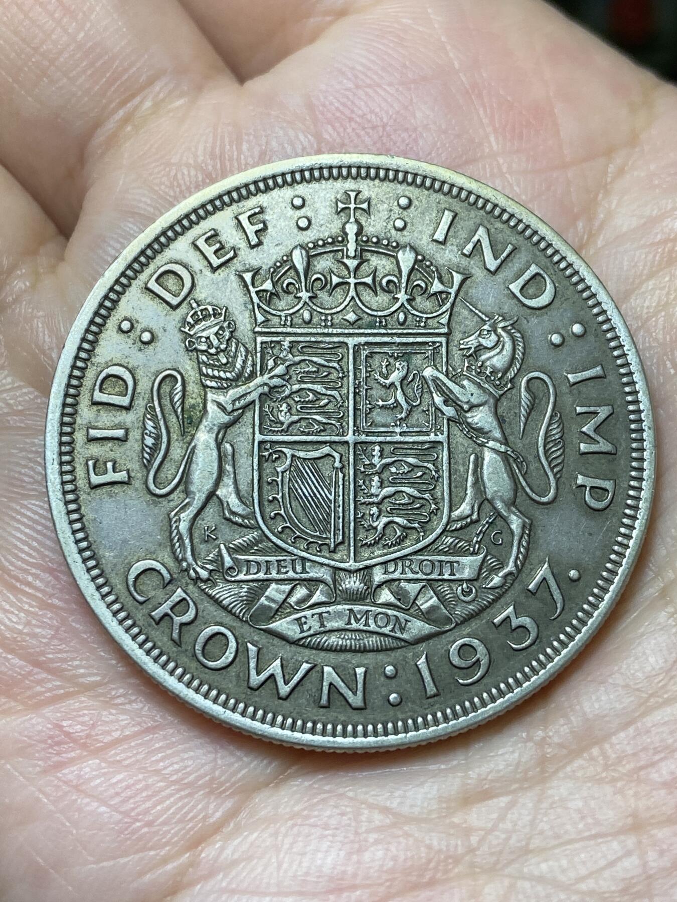 2026年第二十九场(总第一百九十八场）英国一线回流散币新年初九特拍场第一场(免佣金) 好品–英国🇬🇧1937年1克朗银币(乔治六世加冕年，500银)