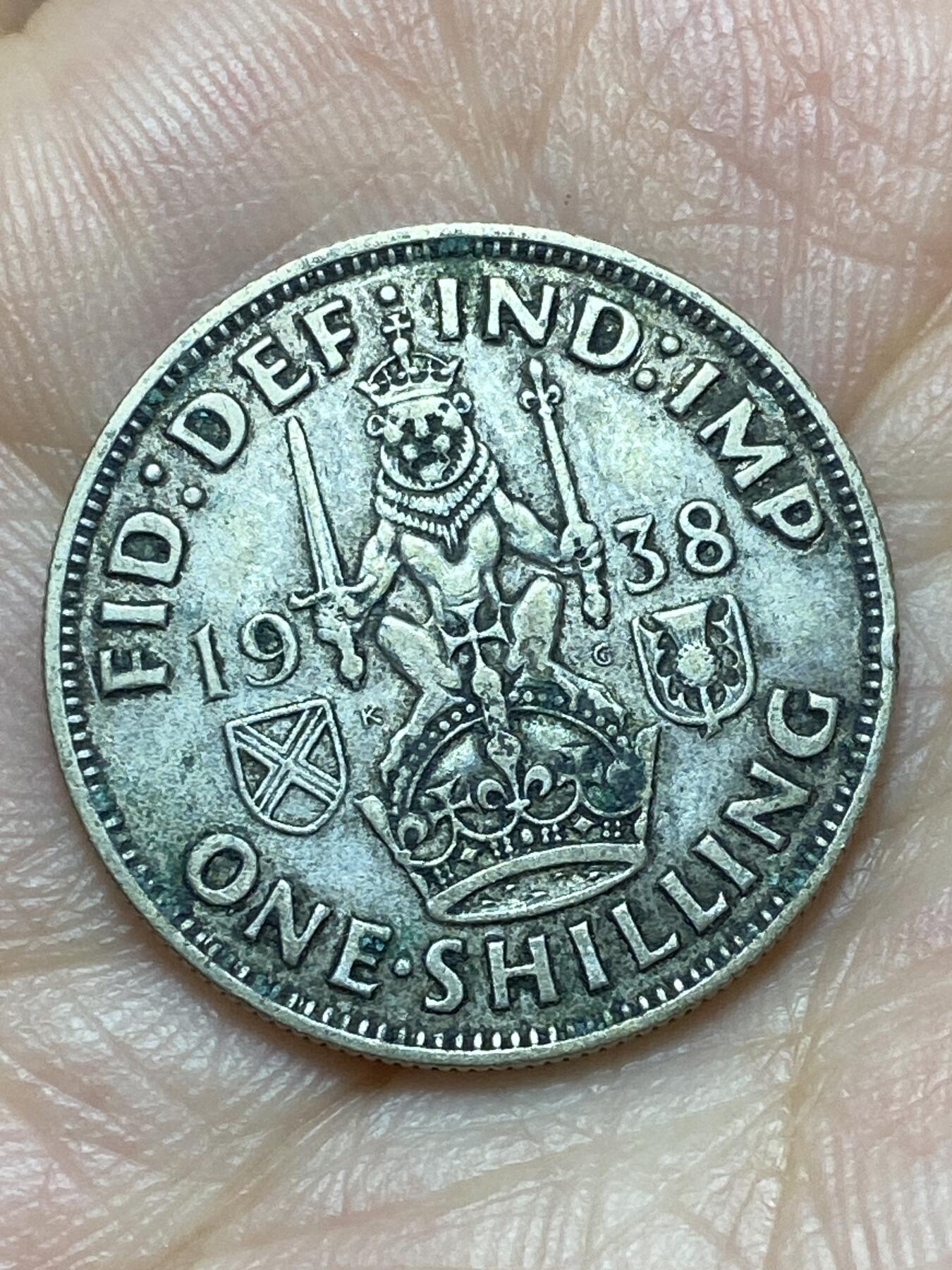 2026年第二十九场(总第一百九十八场）英国一线回流散币新年初九特拍场第一场(免佣金) 英国🇬🇧1938年1先令银币(乔治六世第一版，苏格兰坐狮版，发行量最少年份，500银)