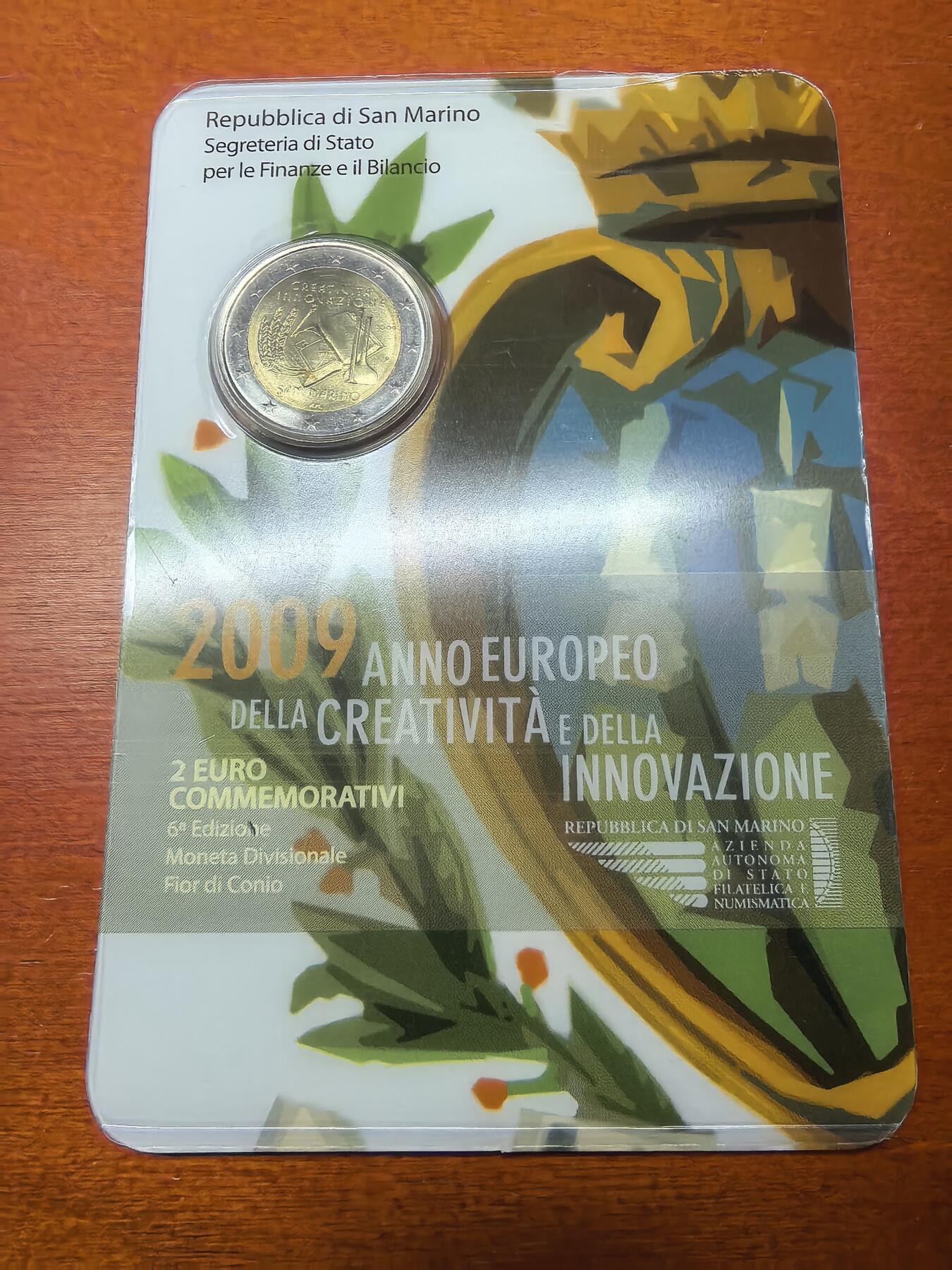 长老汇马年精选第十三场拍卖 2009圣马力诺创新2欧元双金属币卡装，克书标价55美金