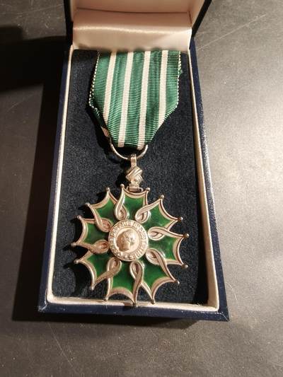 老王徽章第183期 - 法国骑士级文学艺术勋章    第一版950银质珐琅     原盒