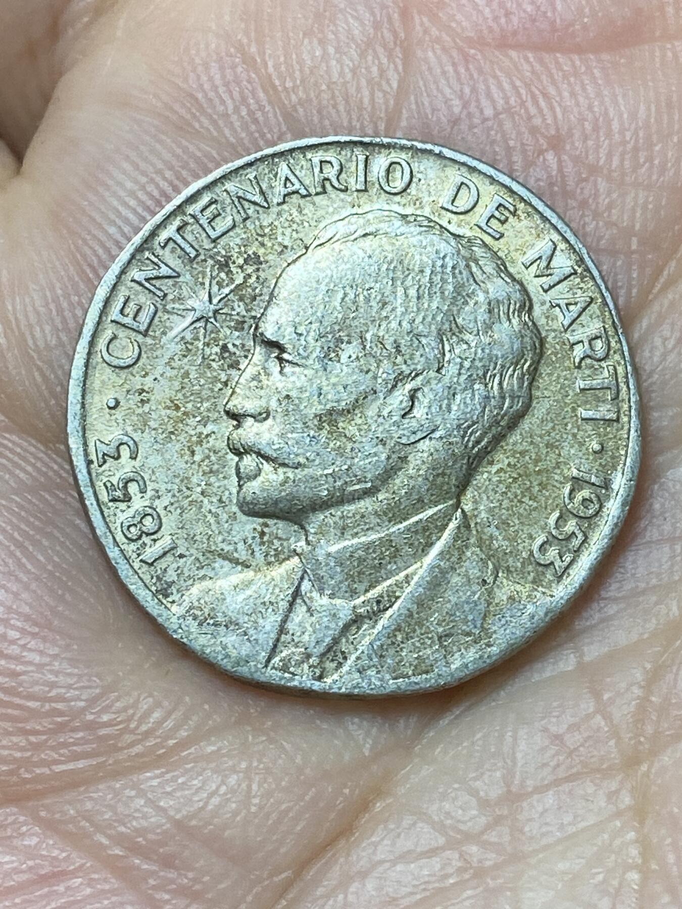 2026年第二十九场(总第一百九十八场）英国一线回流散币新年初九特拍场第一场(免佣金) 古巴🇨🇺1953单年份25分银币(古巴民族英雄何塞·马蒂诞辰100周年纪念币，900高银)