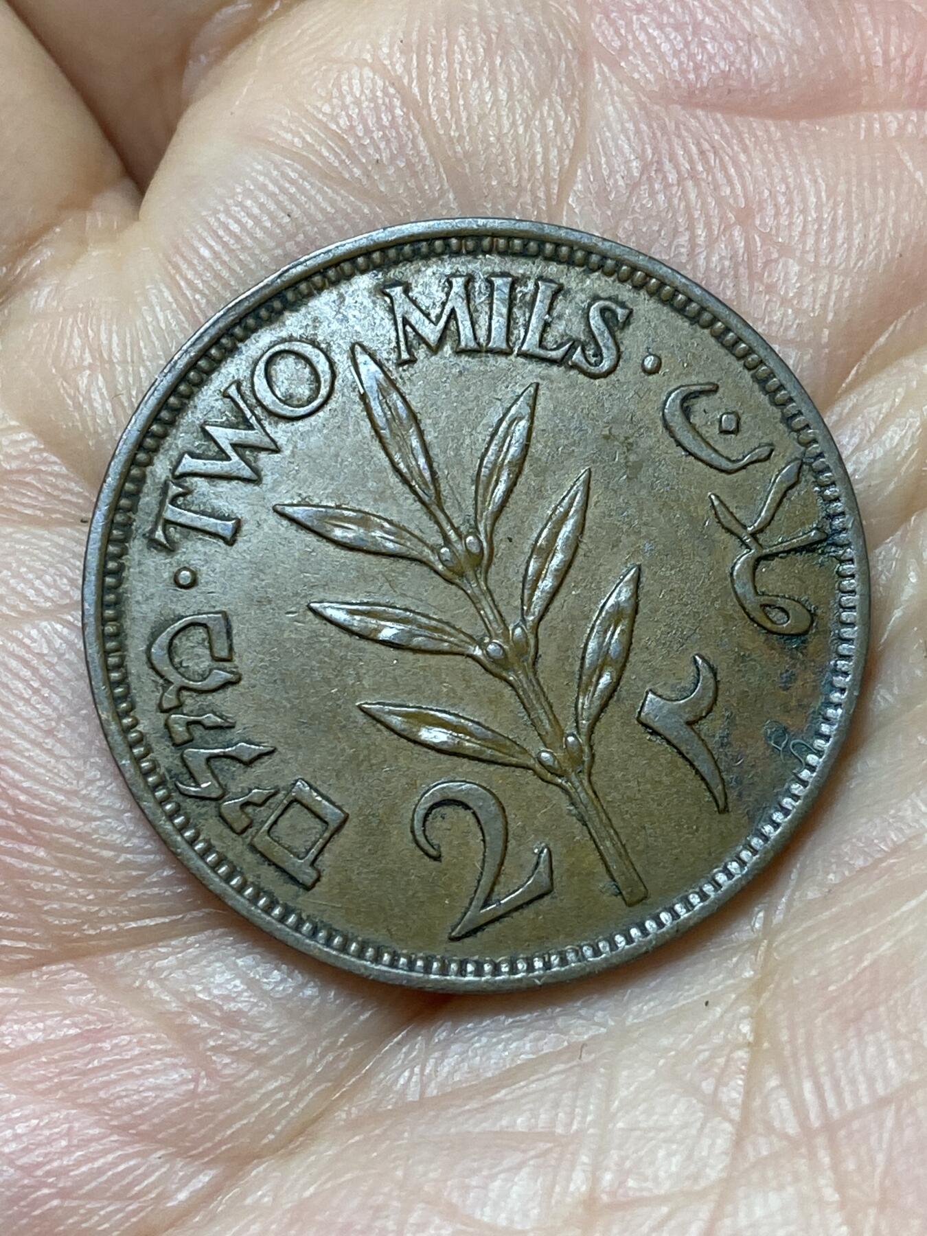 2026年第二十九场(总第一百九十八场）英国一线回流散币新年初九特拍场第一场(免佣金) 巴勒斯坦托管地1941年2米尔(英国托管时期)