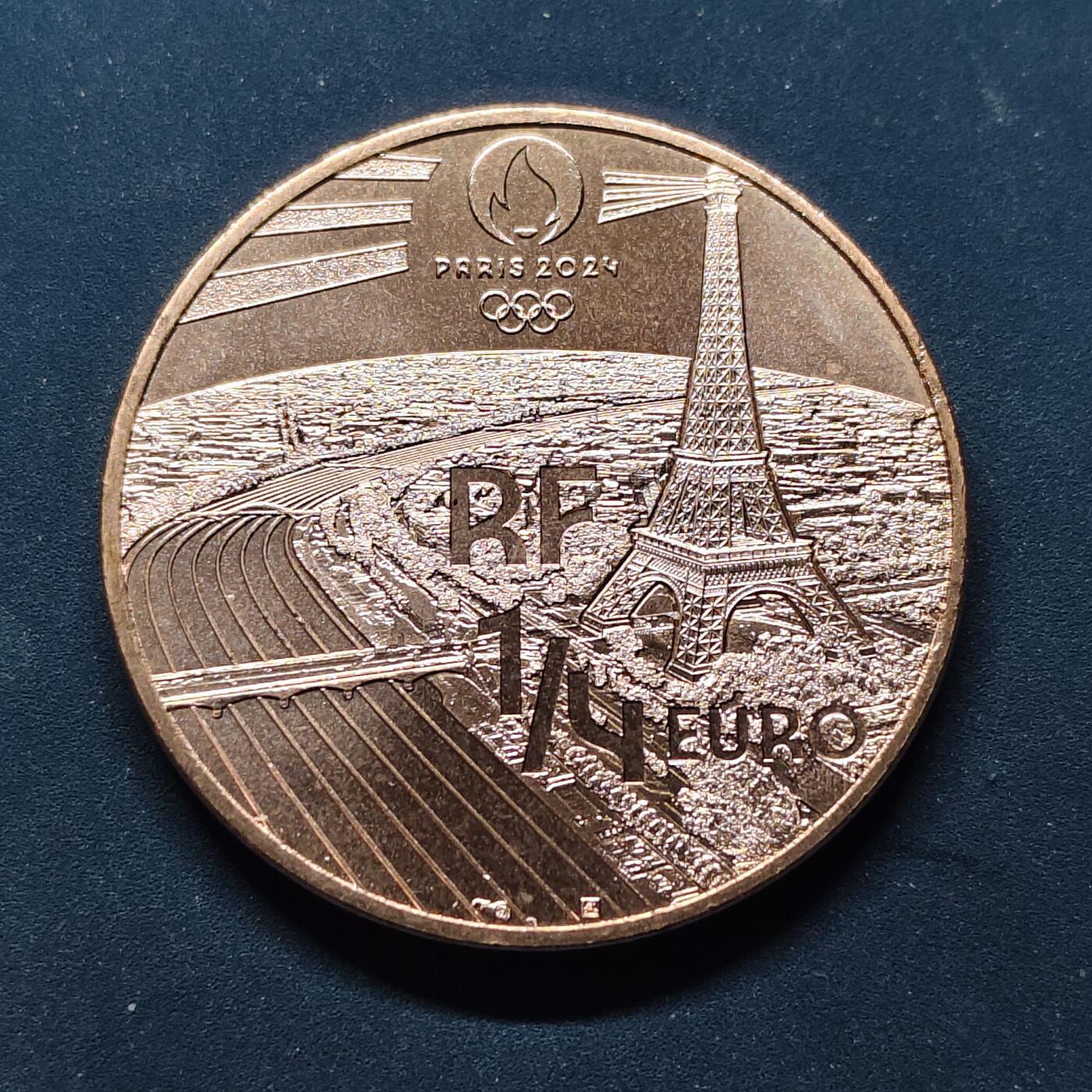 【全场包邮】纯粹捡漏拍504场-更新中 法国2024年1/4欧元巴黎奥运会撑杆跳纪念币