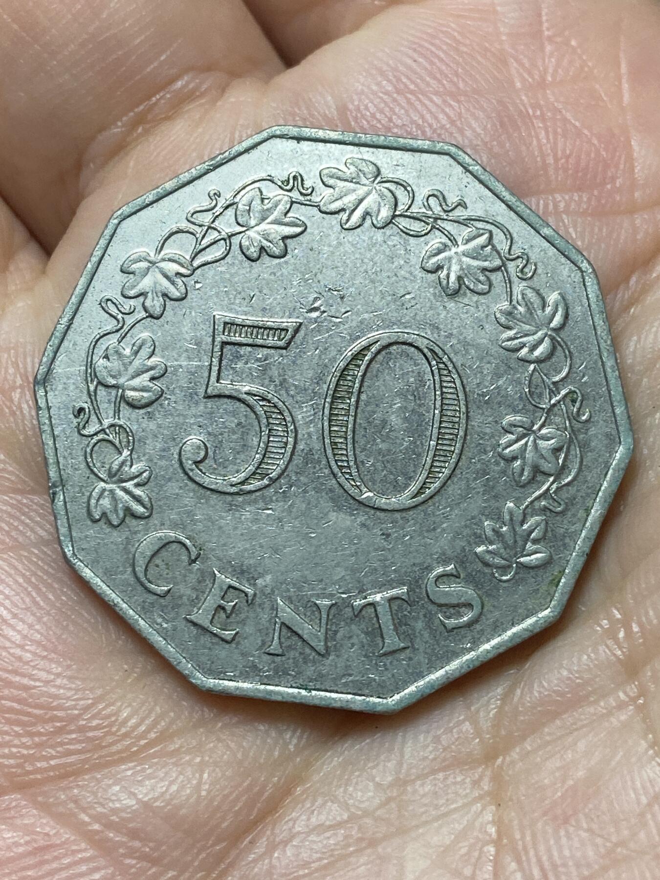 2026年第二十九场(总第一百九十八场）英国一线回流散币新年初九特拍场第一场(免佣金) 马耳他🇲🇹1972年50分(第一套流通硬币首发年)